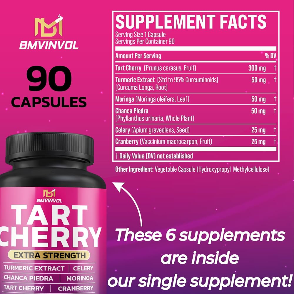 BMVINVOL Tart Cherry 20:1 Extract with Moringa & Cranberry - 90 Capsules - image 2