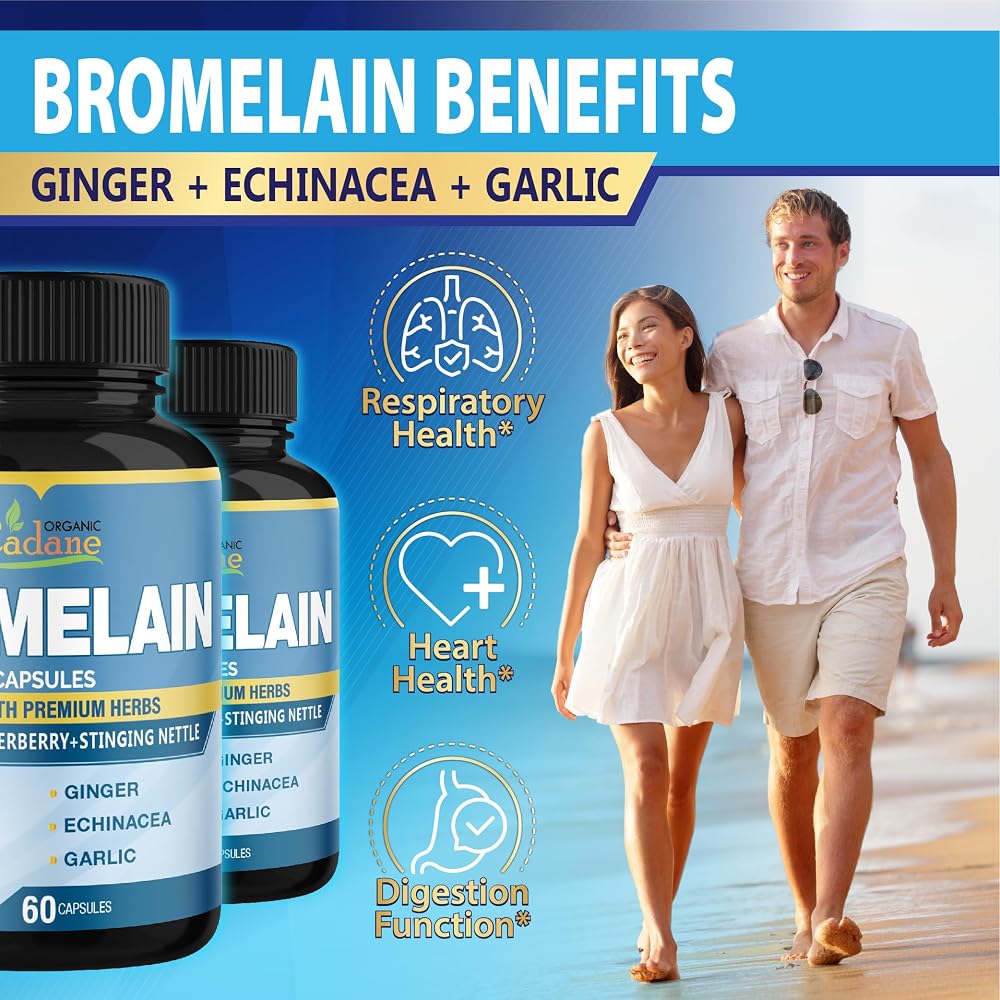 Organic Cadane Bromelain Supplement with Quercetin - 120 Capsules - image 4