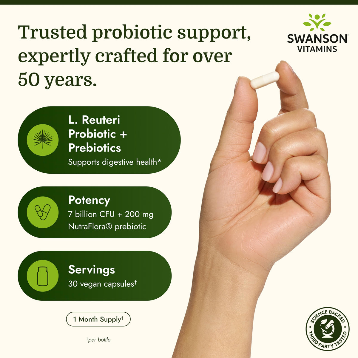 Swanson L. Reuteri Probiotic with Prebiotic for Gut Health