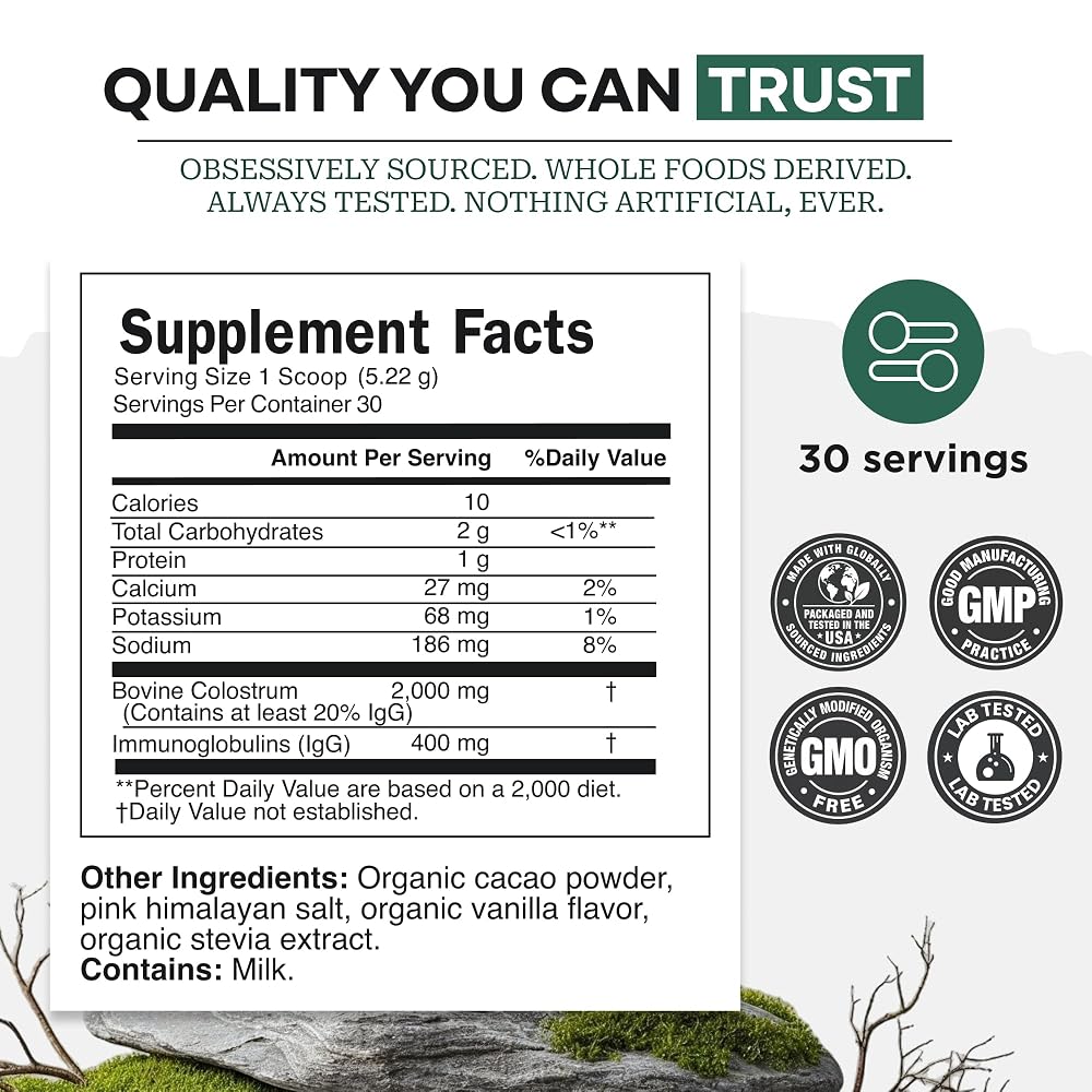 Wild Foods Colostrum Supplement Powder for Natural IgG Pure Whole