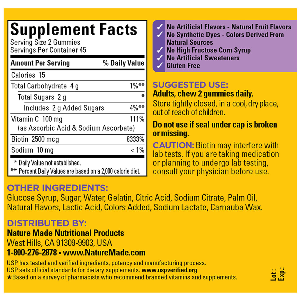 Nature Made Hair Skin and Nails with Biotin 2500 mcg
