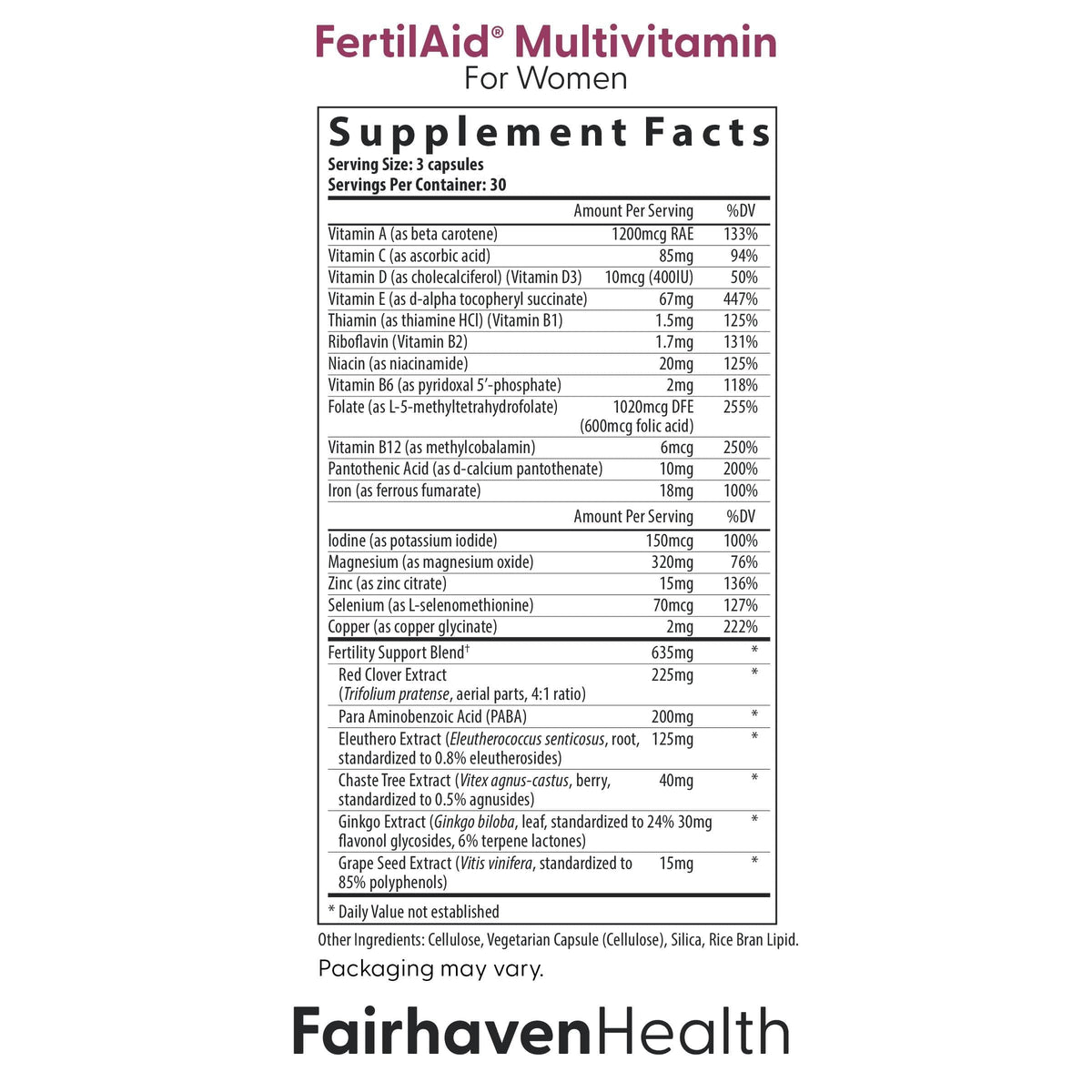 Fairhaven Health FertilAid & OvaBoost Prenatal Vitamins - 90 & 120 Capsules - image 2