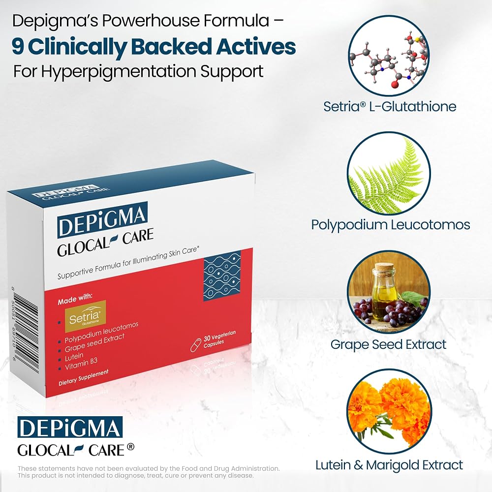 GlocalCare Depigma Capsules with Glutathione & Grape Seed - 30 Capsules - image 5