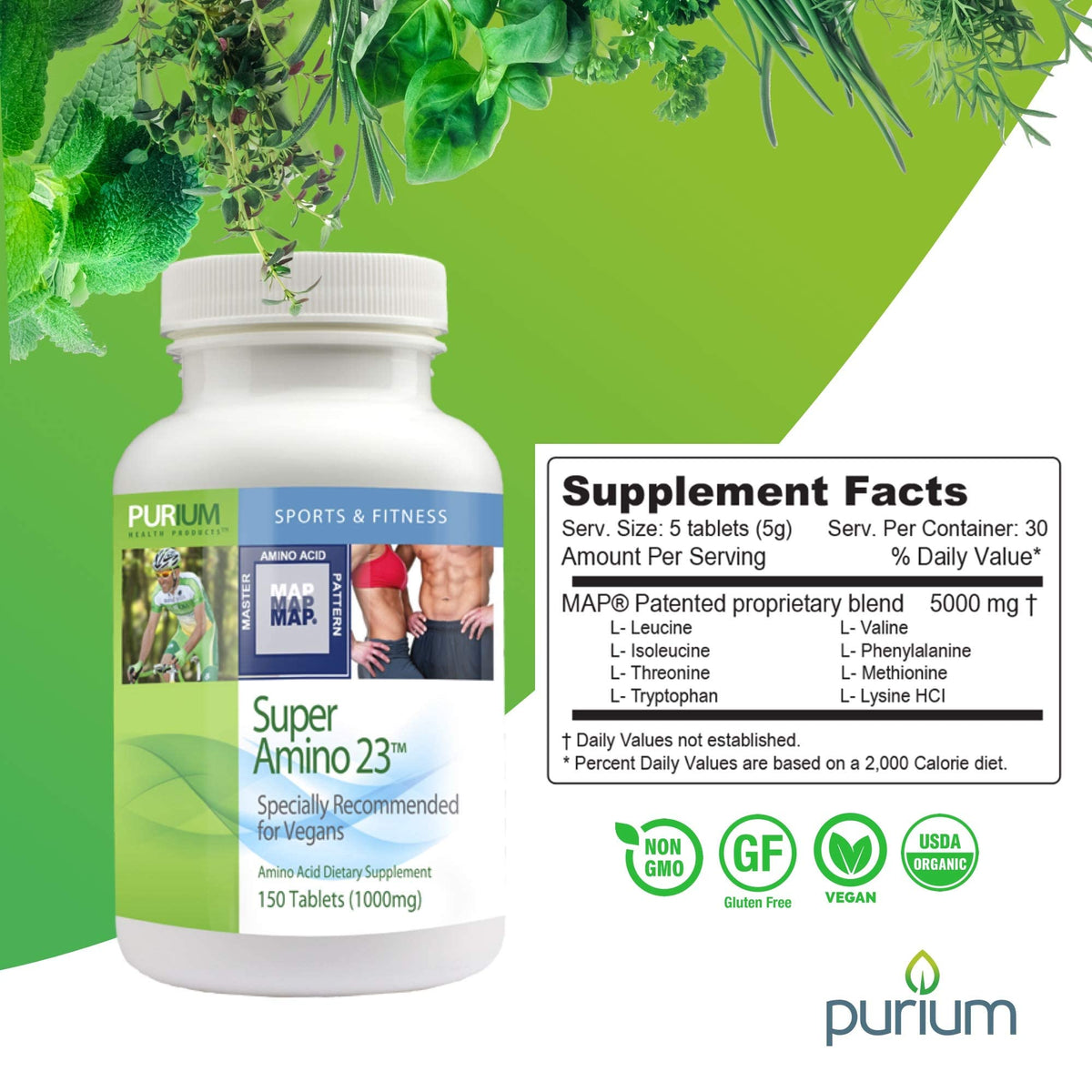 Purium Super Amino 23 BCAA & Essential Amino Acid - 150 Tablets - image 3