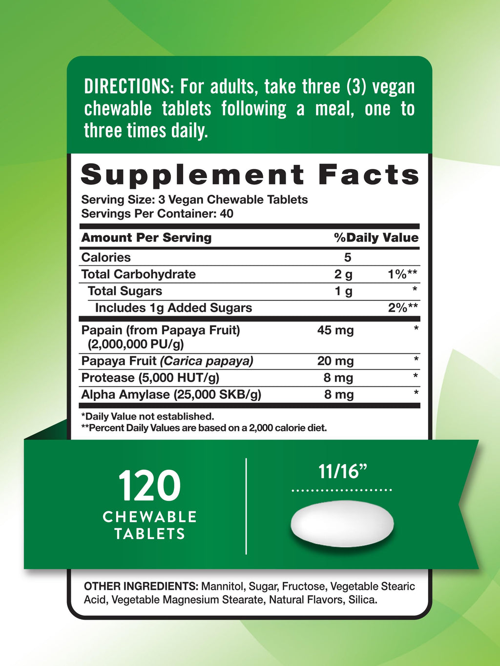 Nature's Truth Papaya Enzyme Chewable Tablets - 120 Count - image 2