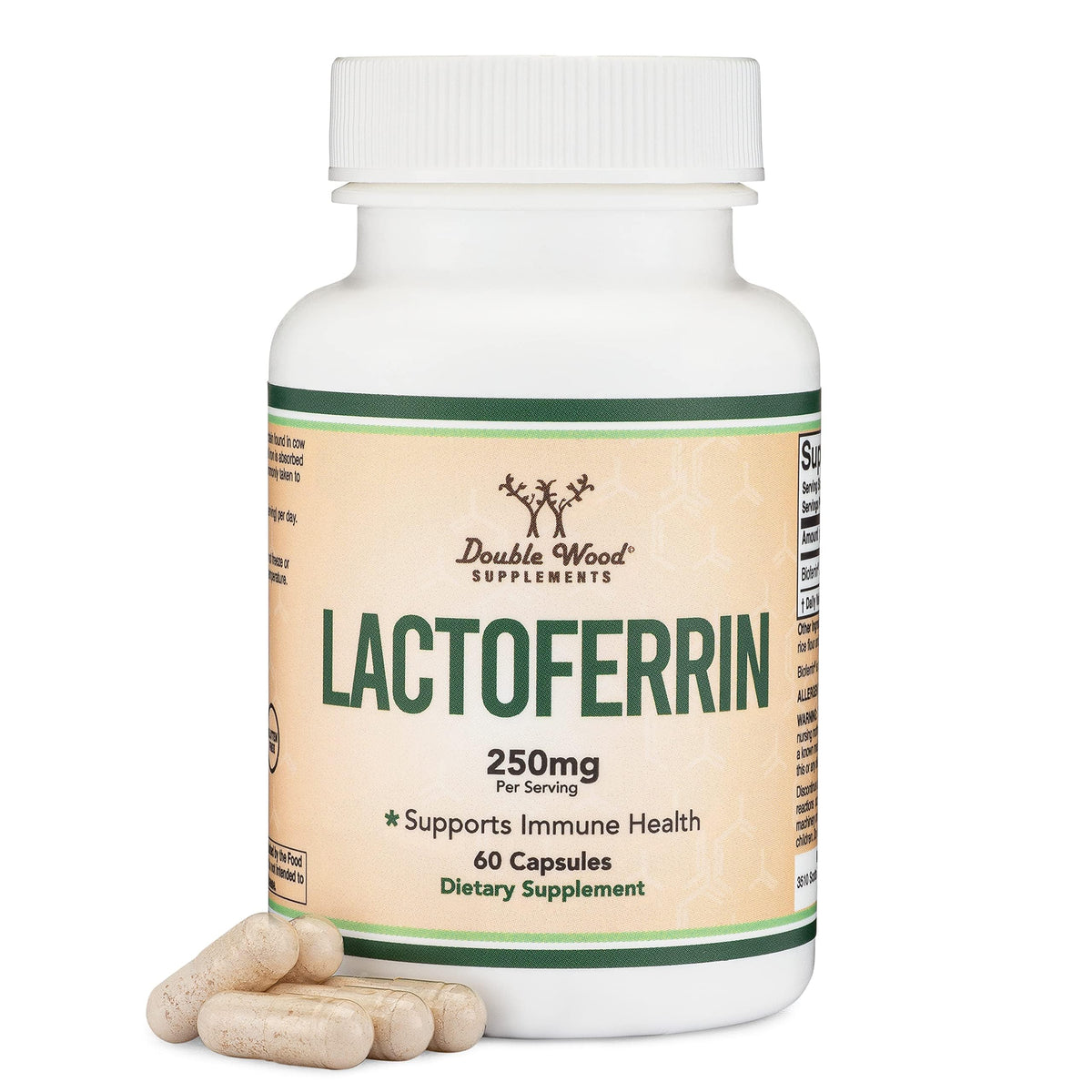 Double Wood Supplements Lactoferrin 250mg Bioferrin Iron Support - 60 Capsules