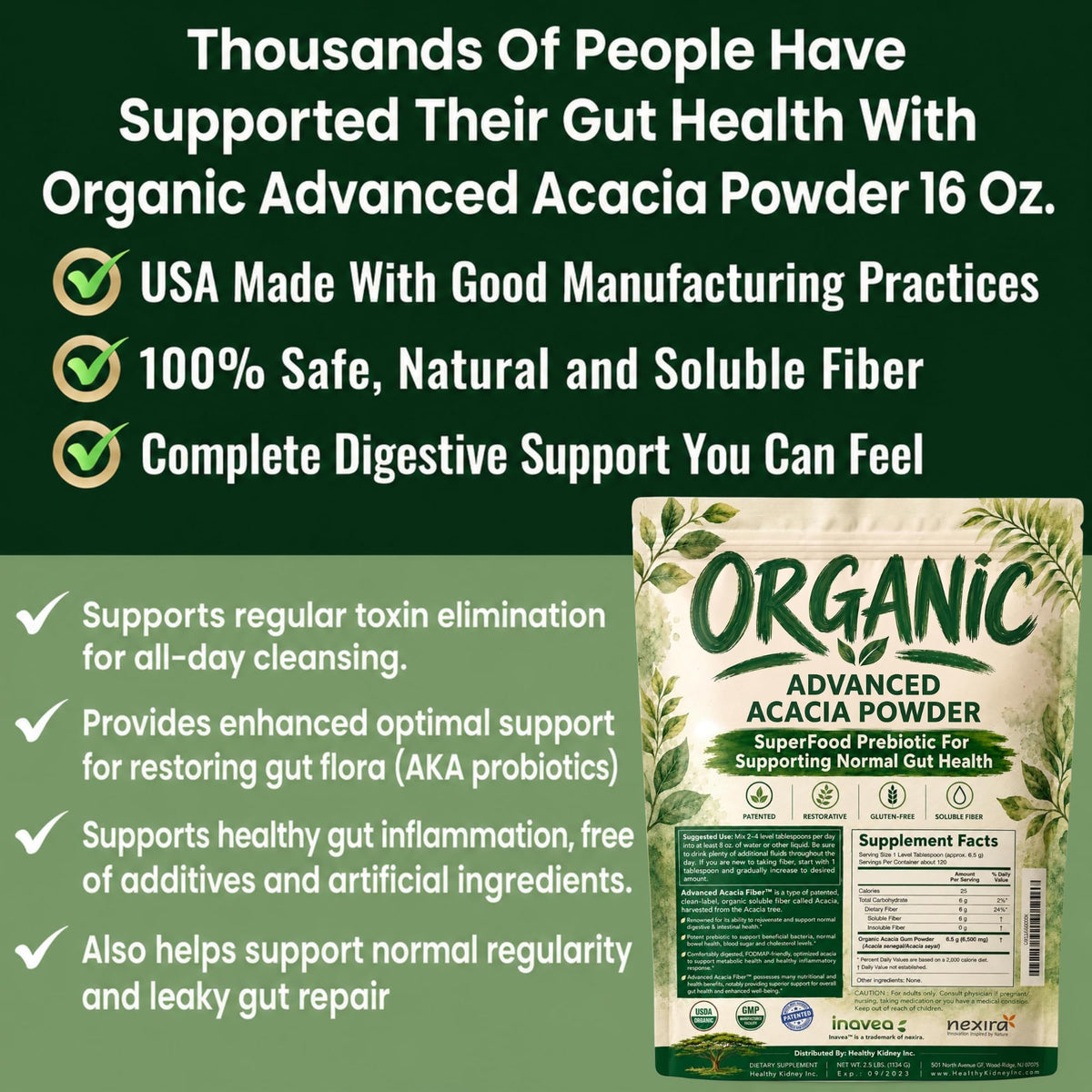 Kidney Restore Advanced Acacia Fiber Powder Soluble Fiber Leaky Gut