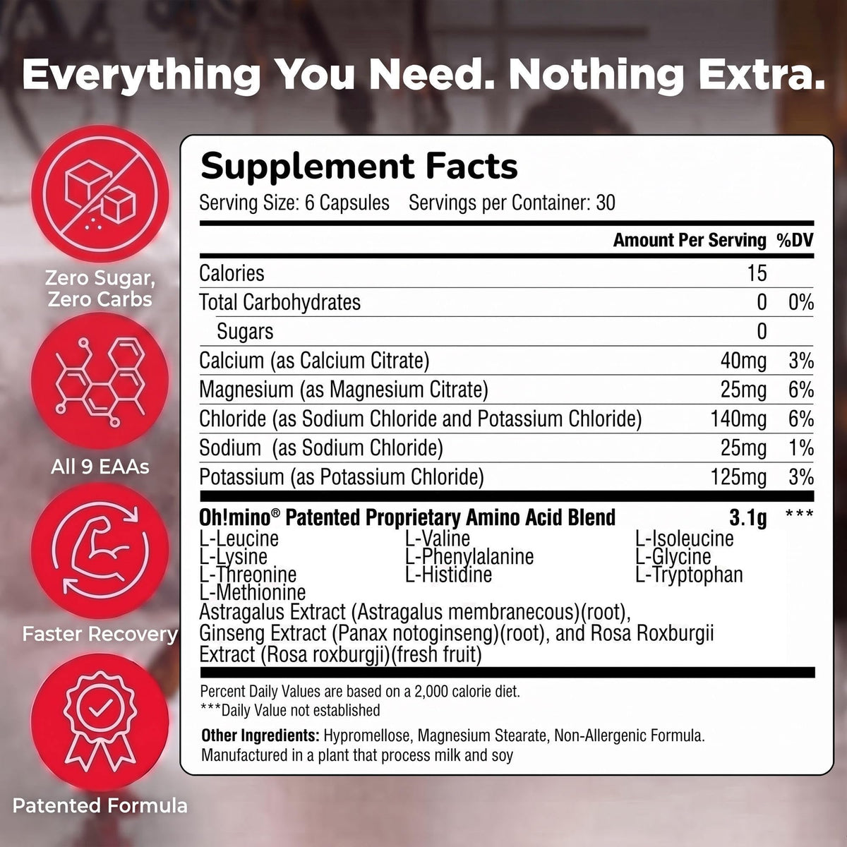 Oh!mino BCAA + EAA Amino Acid Supplement Stimulant-Free - 180 Capsules - image 3