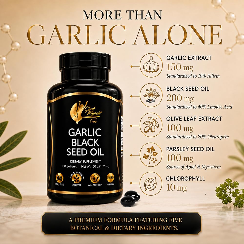 Cocó March Garlic Black Seed Oil Supplement - 100 Softgels - image 5