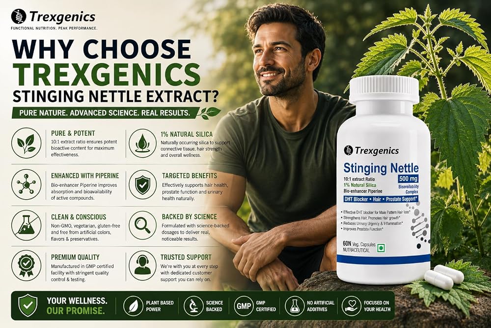 Trexgenics Stinging Nettle 500mg with Piperine - 60 Vegetarian Capsules - image 6