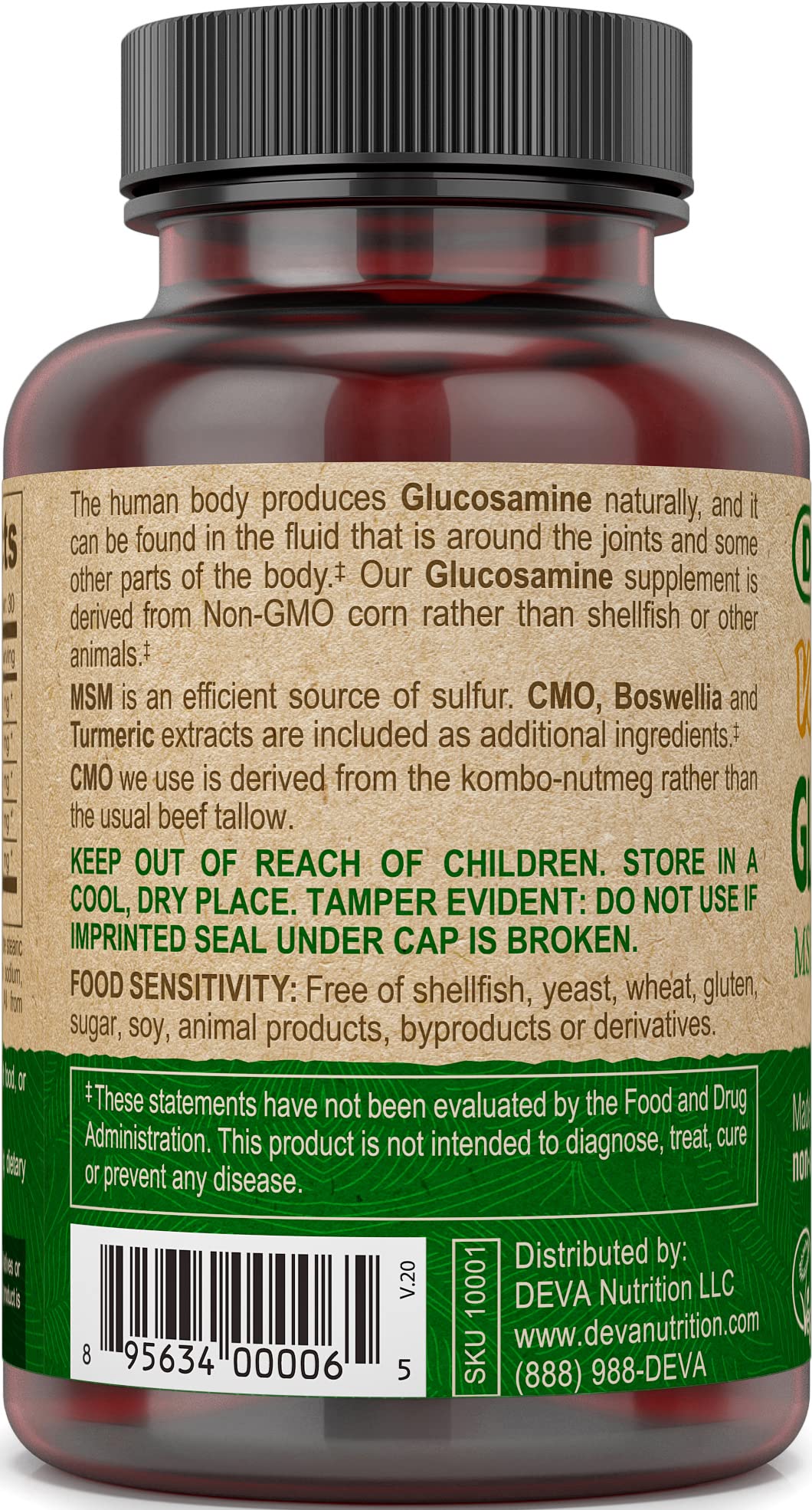 DEVA Vegan Glucosamine MSM CMO Joint Support - 90 Tablets - image 3