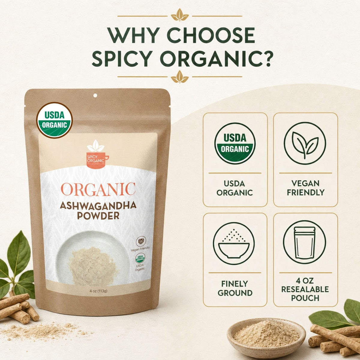 SPICY ORGANIC Ashwagandha Root Powder - 8 oz - image 4