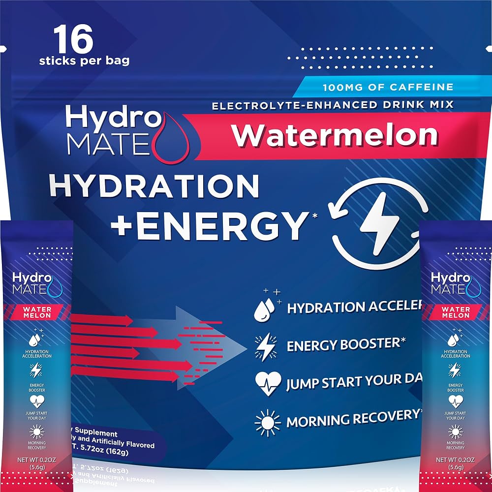 HydroMATE Electrolytes Powder Packets Energy Drink Mix Hydration
