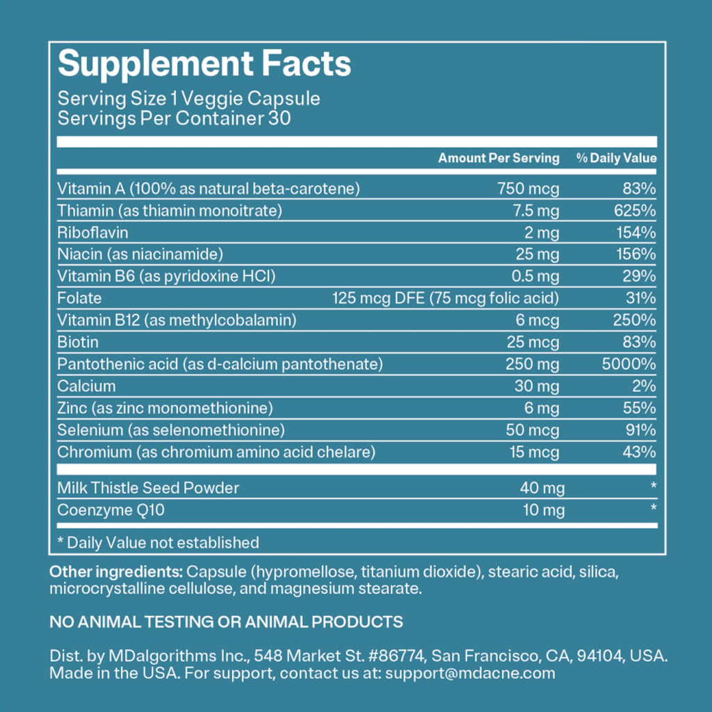 MDacne Skin Clearing Vitamins & Minerals Capsules - 30 Count - image 6