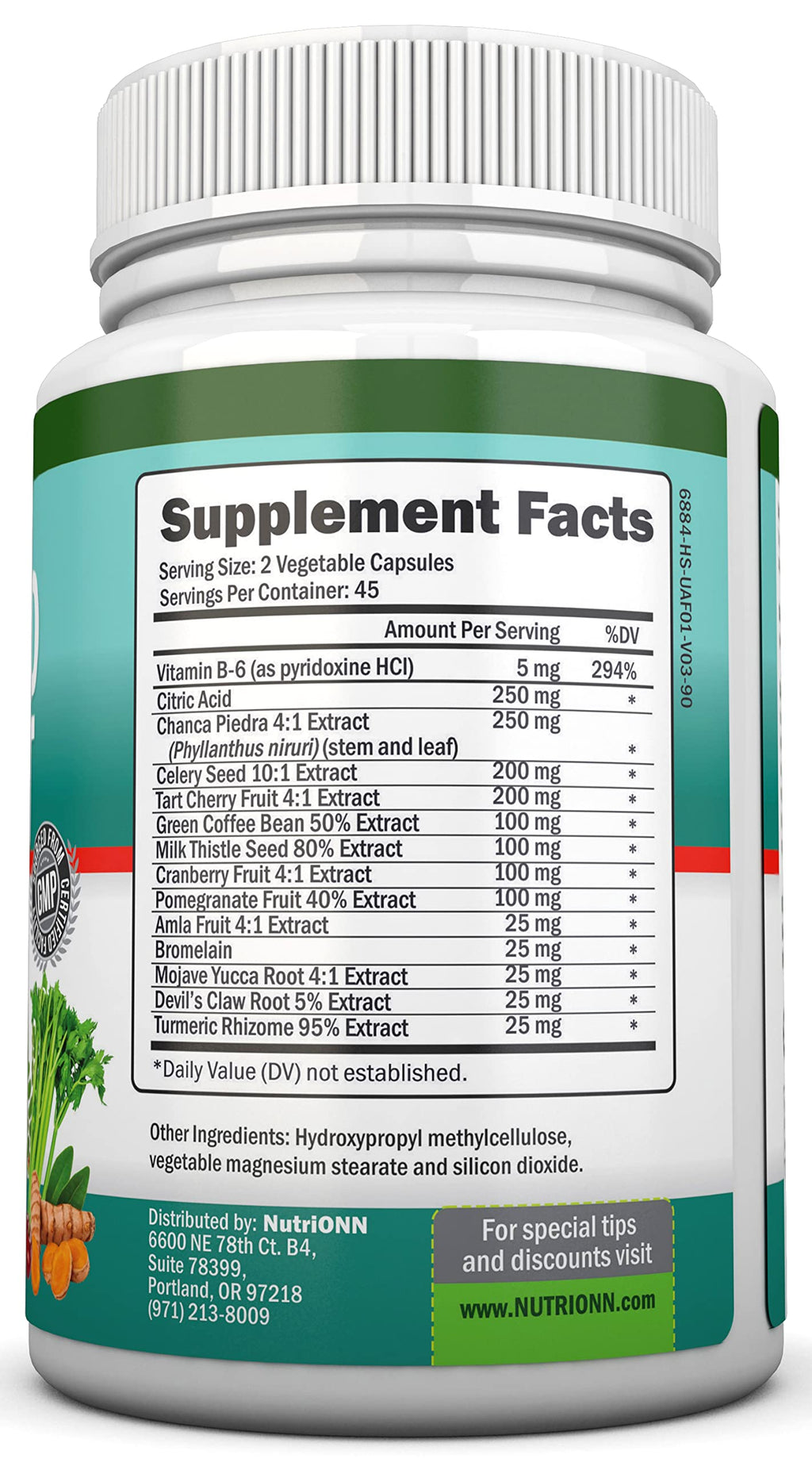 NutriONN Uric Acid Flush Herbal Supplement - 90 Capsules - image 5