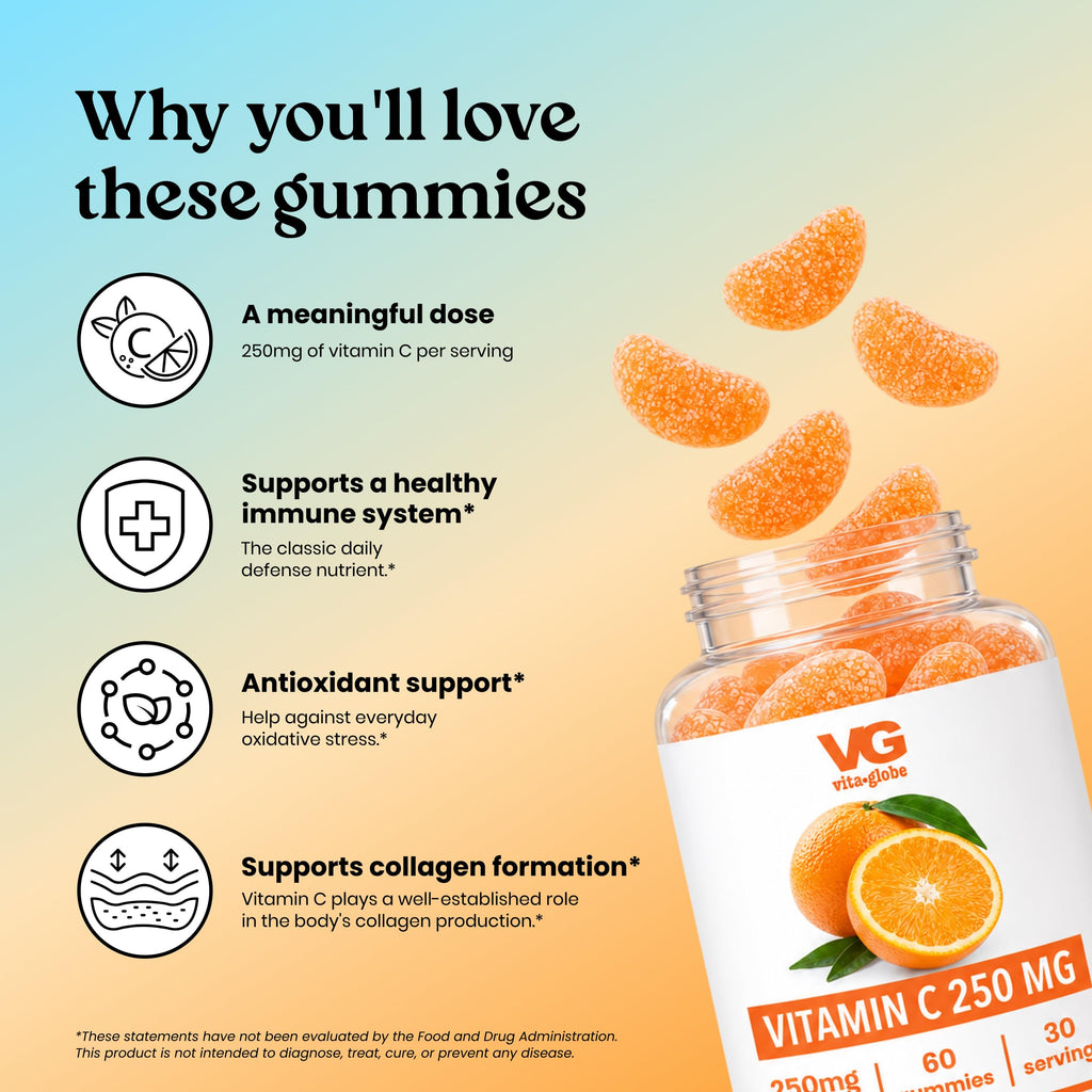 VITA GLOBE Vitamin C 250mg Gummies with Collagen - 120 Count - image 4