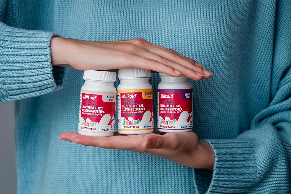 Milkaid Junior Lactase Enzyme Chewable Tablets for Lactose Intolerance