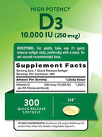 Nature's Truth Vitamin D3 10000 IU Softgels - 300 Count - image 2