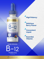 Carlyle Vitamin B12 Sublingual Liquid Drops 10,000 mcg - 2 fl oz - image 4