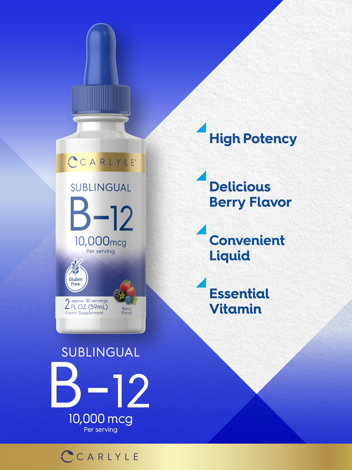 Carlyle Vitamin B12 Sublingual Liquid Drops 10,000 mcg - 2 fl oz - image 4