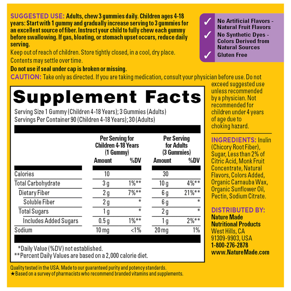 Nature Made Prebiotic Fiber Gummies for Adults and Kids - 90 Gummies - image 9