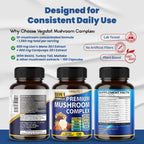 VEGATOT Mushroom Complex 1560mg 10-in-1 Lion's Mane Cordyceps - 150 Capsules - image 8