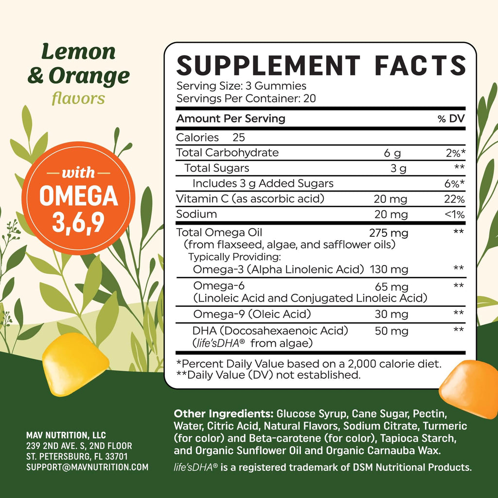 MAV Nutrition Omega 3-6-9 + DHA Plant-Based Gummies - 60 Gummies - image 6