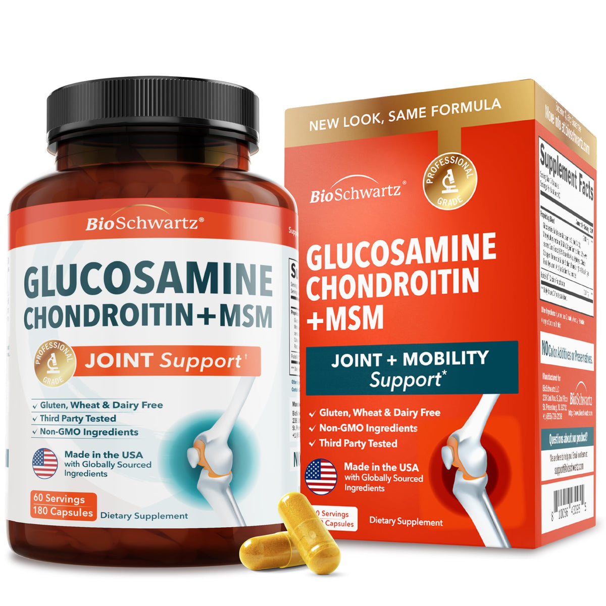 BioSchwartz Glucosamine Chondroitin MSM Joint Support - 180 Capsules