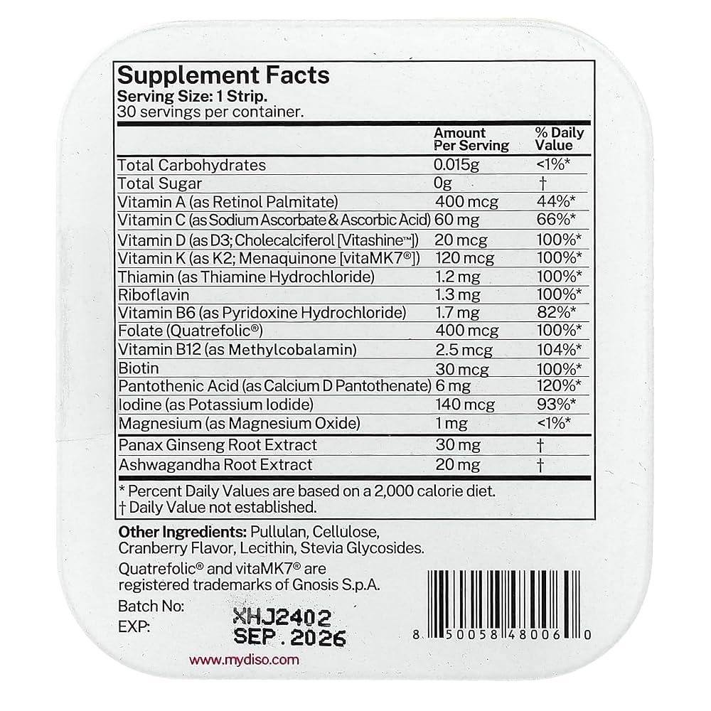 DISO M-VIT Fast-Dissolving Multivitamin Oral Strips - 30 Strips - image 2