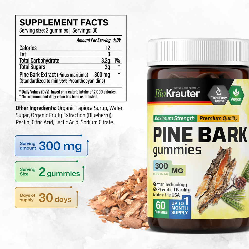 BIO KRAUTER Pine Bark Extract Gummies for Antioxidant Support - 60 Count - image 3