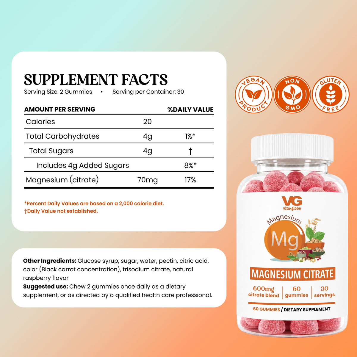 Vita Globe Magnesium Citrate Gummies 70mg Sleep & Calm - 60 Gummies - image 2