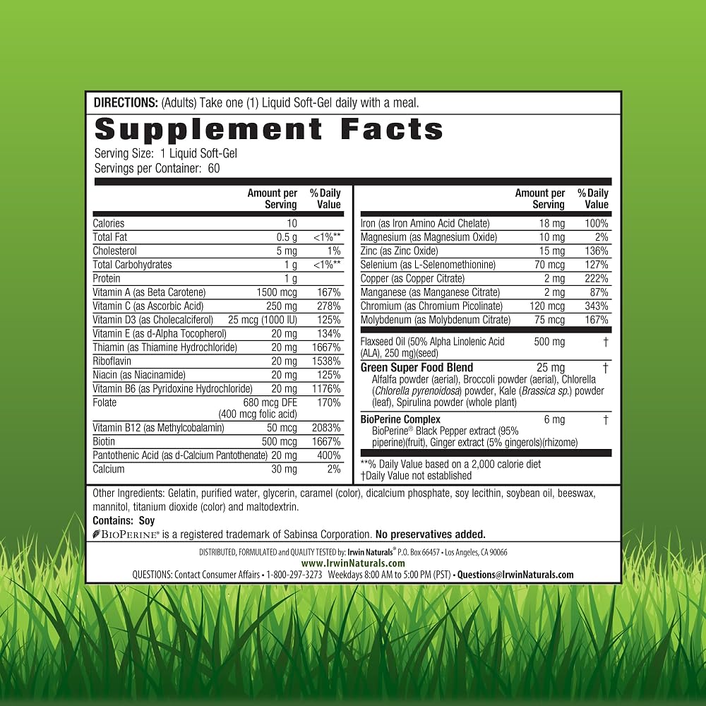 Irwin Naturals Only One Daily Multivitamin with Iron - 60 Softgels - image 2