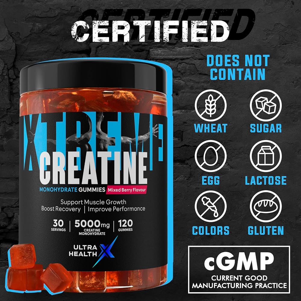 UltraHealthX Creatine Monohydrate Gummies Mixed Berry - 120 Count - image 5