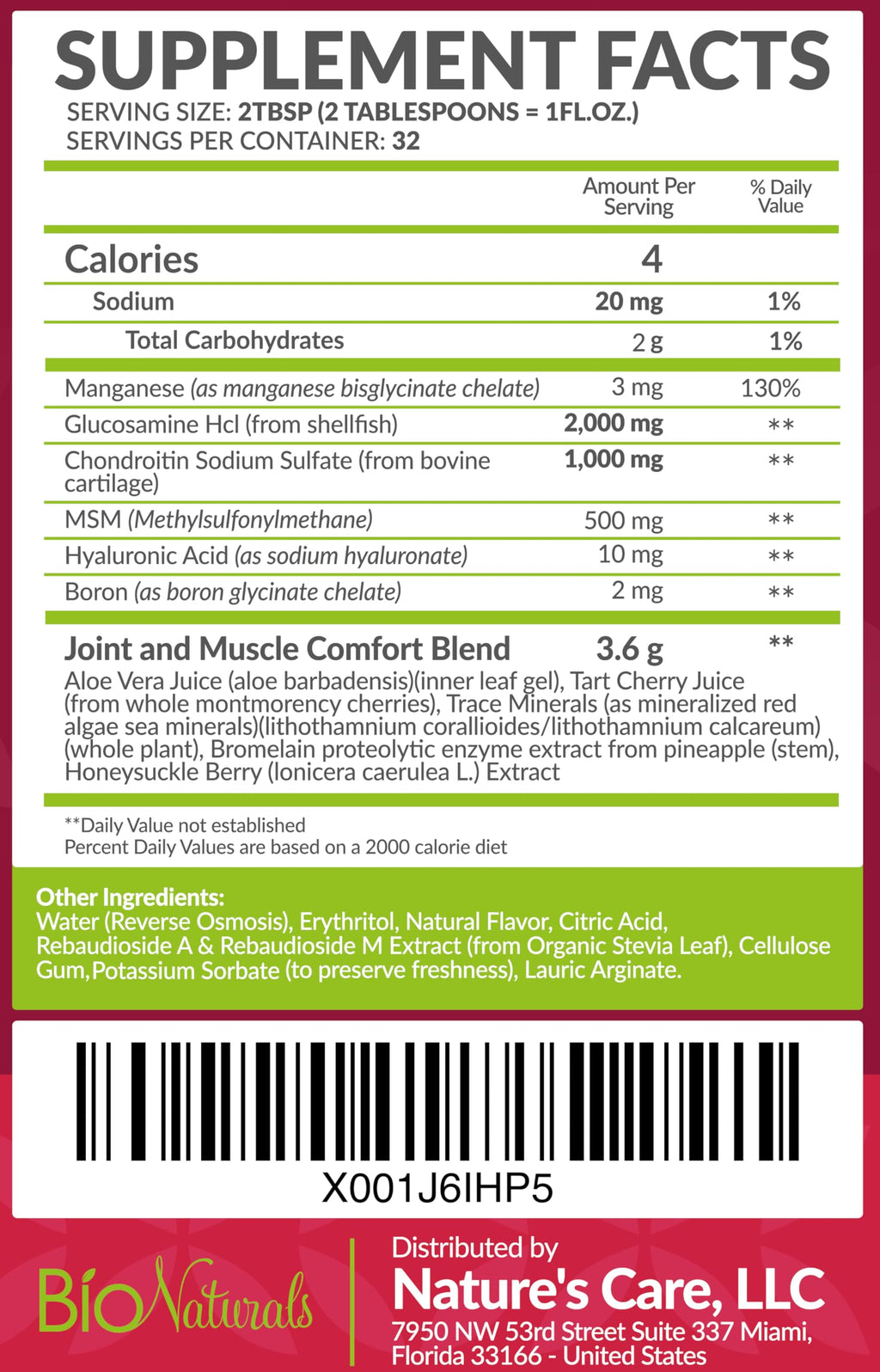 Bio Naturals Glucosamine Chondroitin MSM Liquid Joint Support - 32 fl oz - image 2