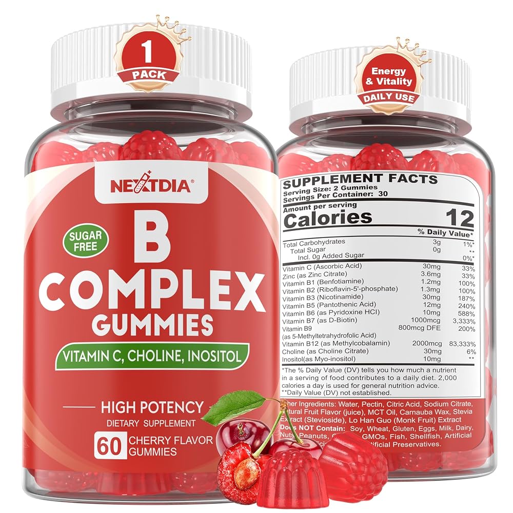 Nextdia Methylated Vitamin B Complex Gummies with Vitamin C - 60 Gummies