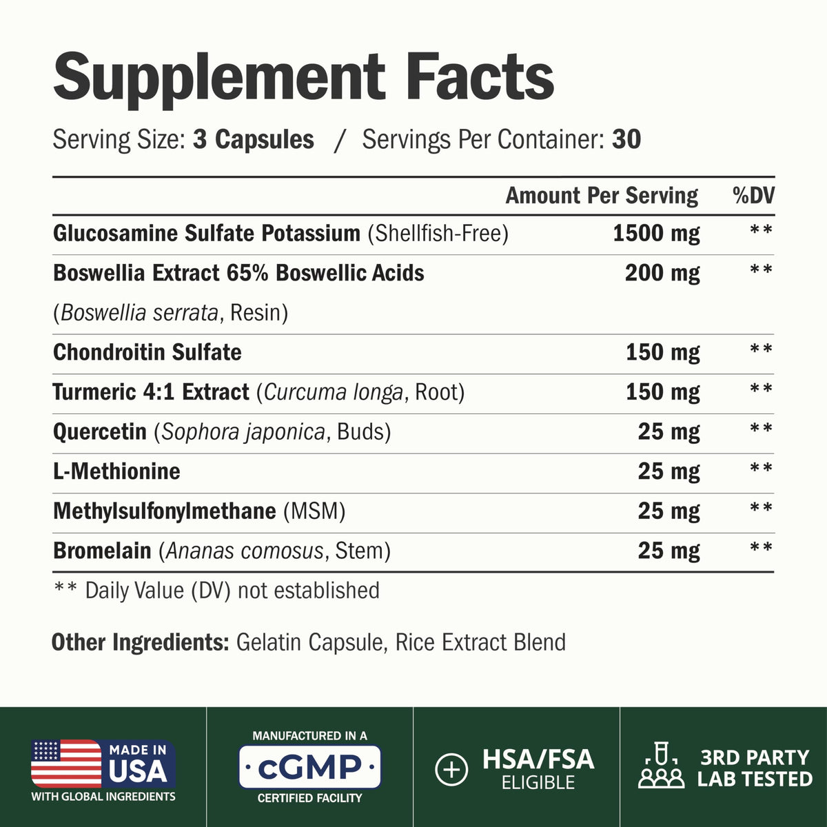 Vimerson Health Glucosamine Chondroitin MSM Joint Support - 90 Capsules - image 2