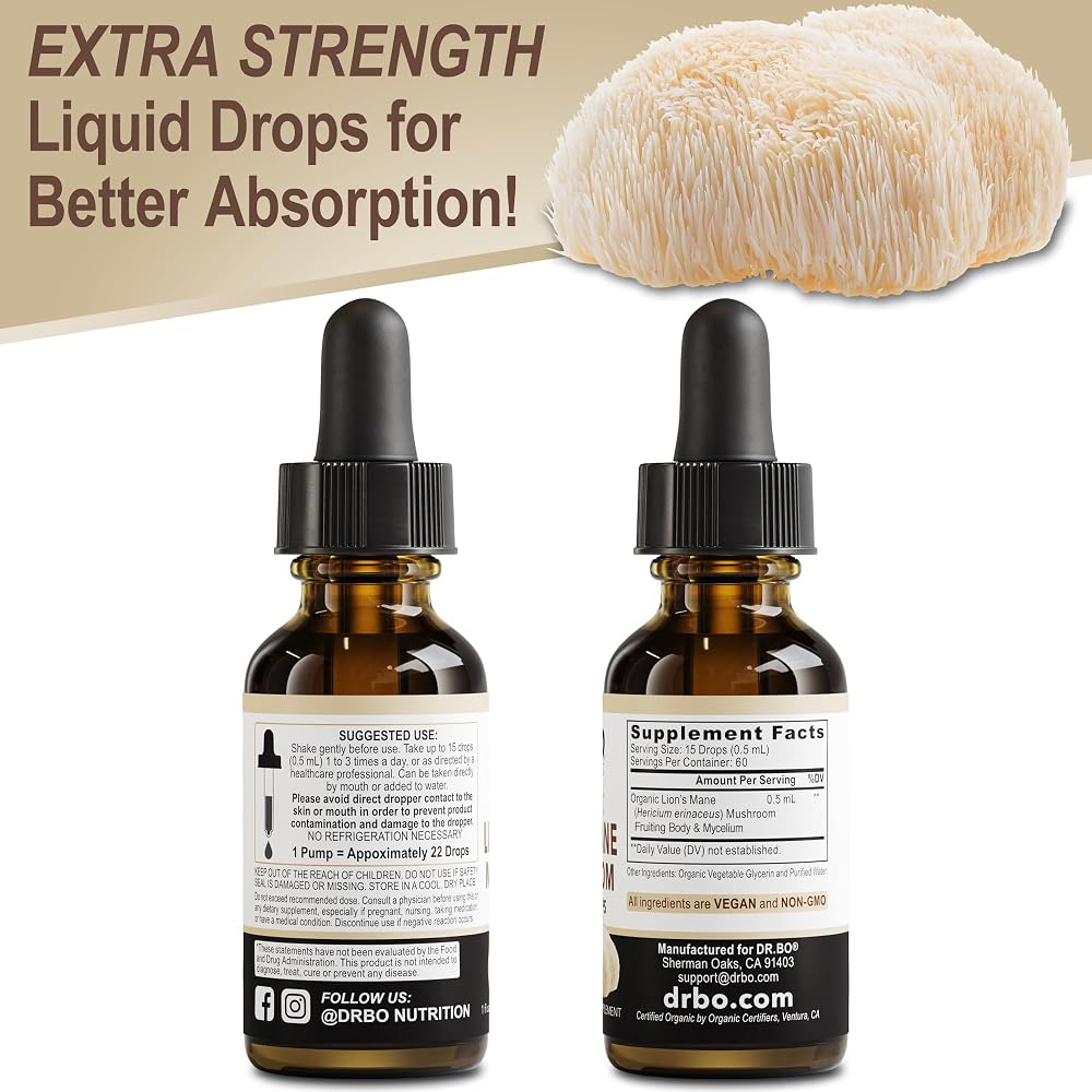 DR. BO Lion's Mane Mushroom Liquid Drops for Focus - 1 Fl Oz - image 9