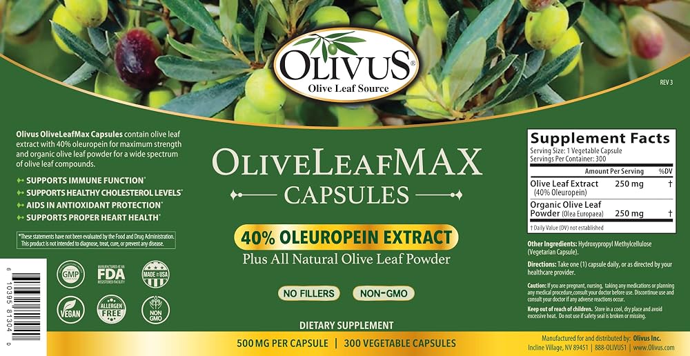 Olivus OliveLeafMAX Olive Leaf Extract (40% Oleuroepin) + Organic - image 3