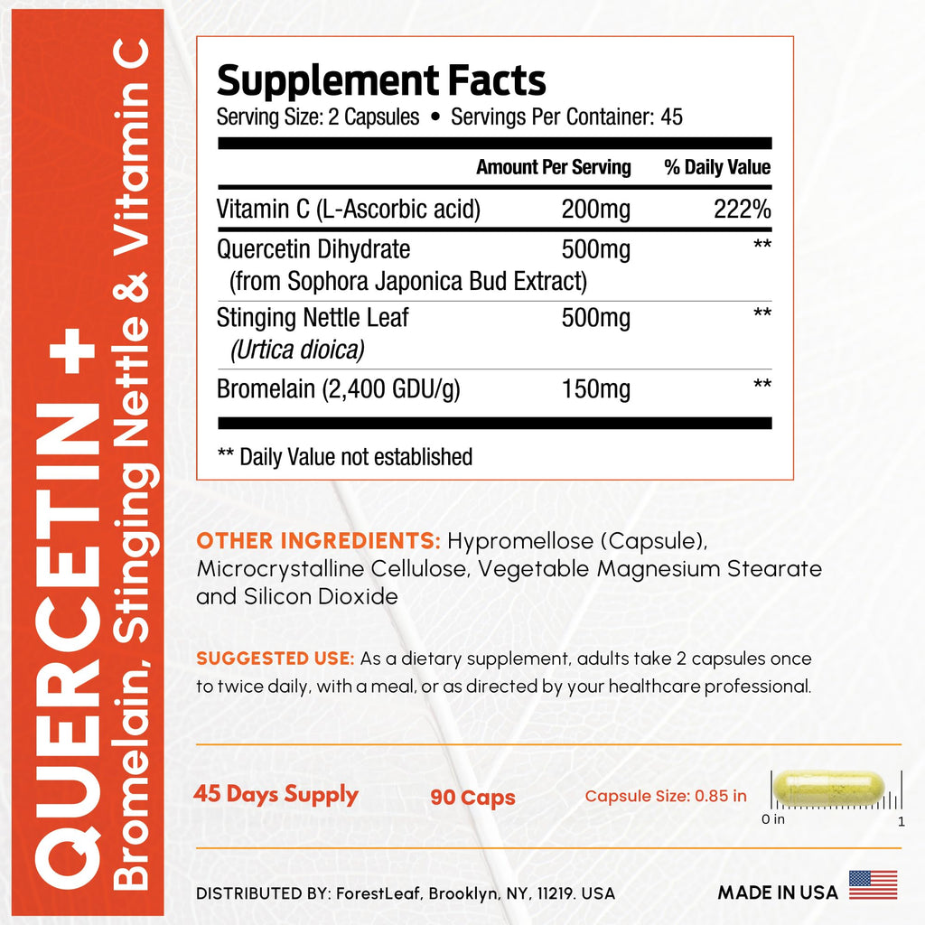 ForestLeaf Quercetin with Bromelain 1350mg - Blend with Vitamin C