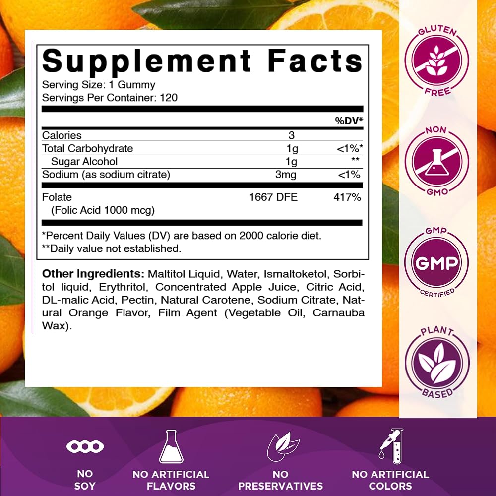 Vitamatic Folic Acid Gummies 1000 mcg (1 mg) - an Essential Prenatal - image 4