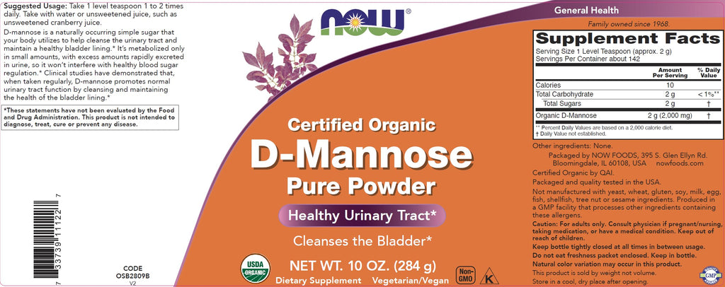 NOW Foods Organic D-Mannose Powder - 20 oz (Pack of 2) - image 3