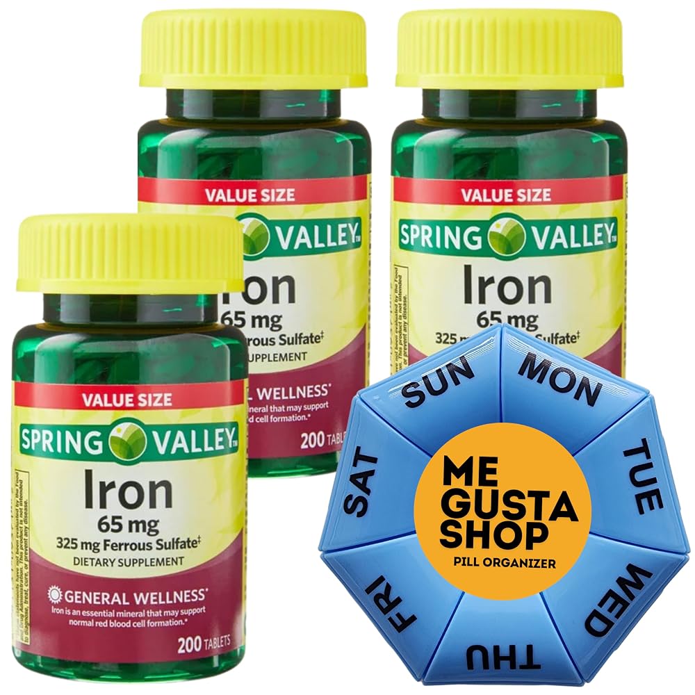 ME GUSTA SHOP Spring Valley Iron Tablets 65 mg - 600 Tablets (Pack of 3)