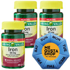 ME GUSTA SHOP Spring Valley Iron Tablets 65 mg - 600 Tablets (Pack of 3)