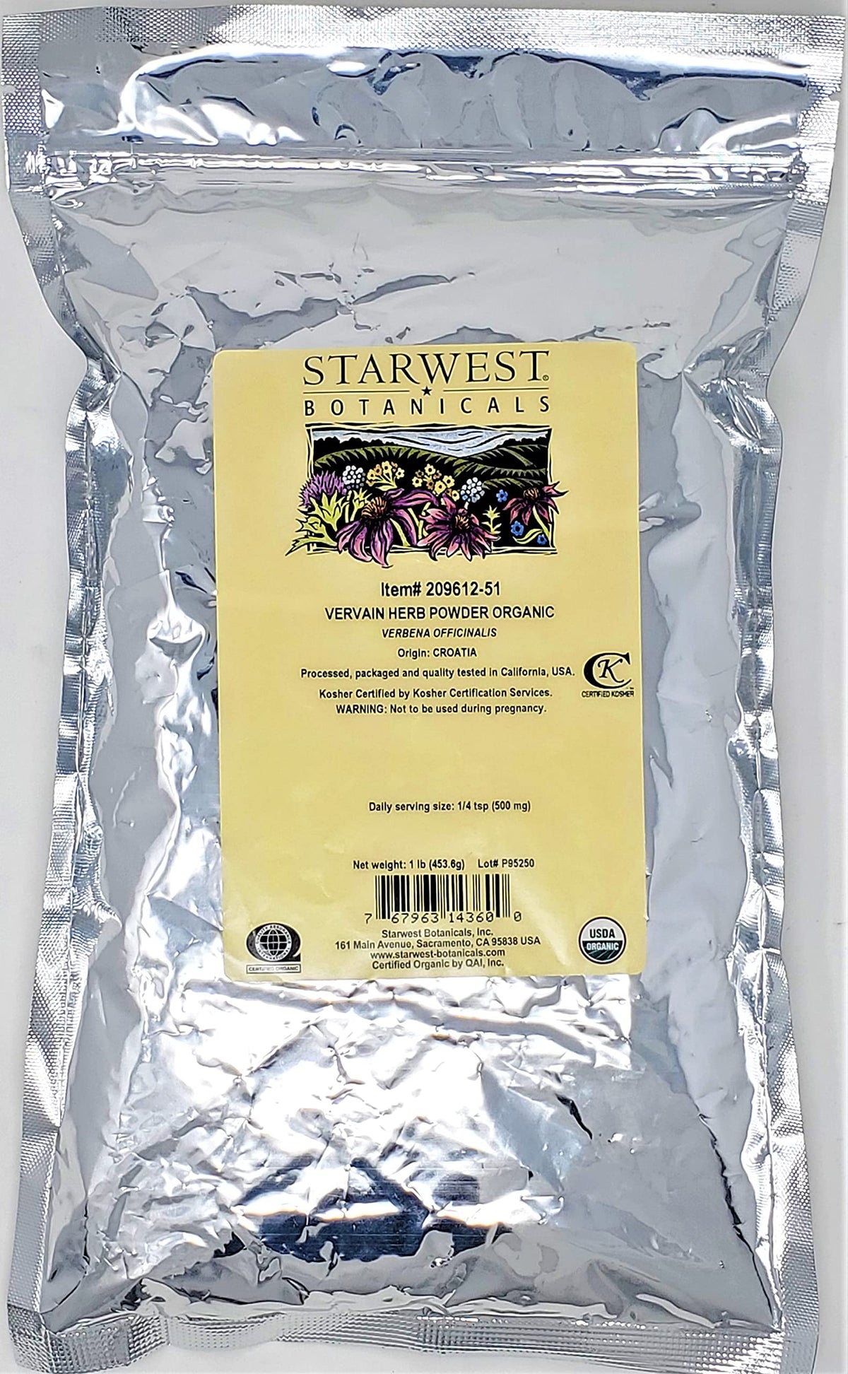 Starwest Botanicals Organic Vervain Herb Powder - 16 Ounce