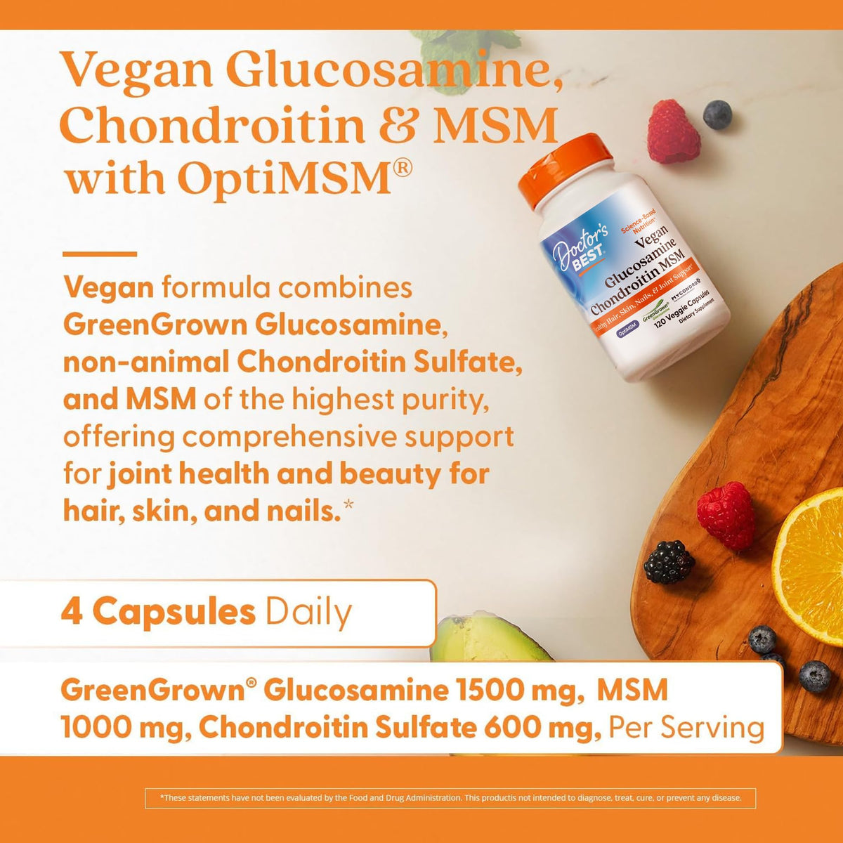Doctor's BEST Vegan Glucosamine Chondroitin MSM - 120 Capsules - image 5