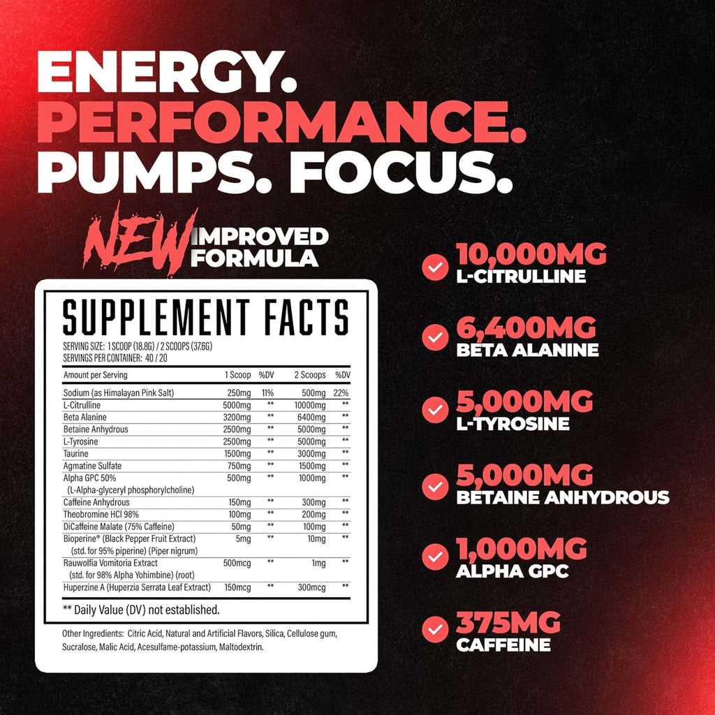 Huge Supplements Wrecked Pre Workout, Advanced Formula, Boosts