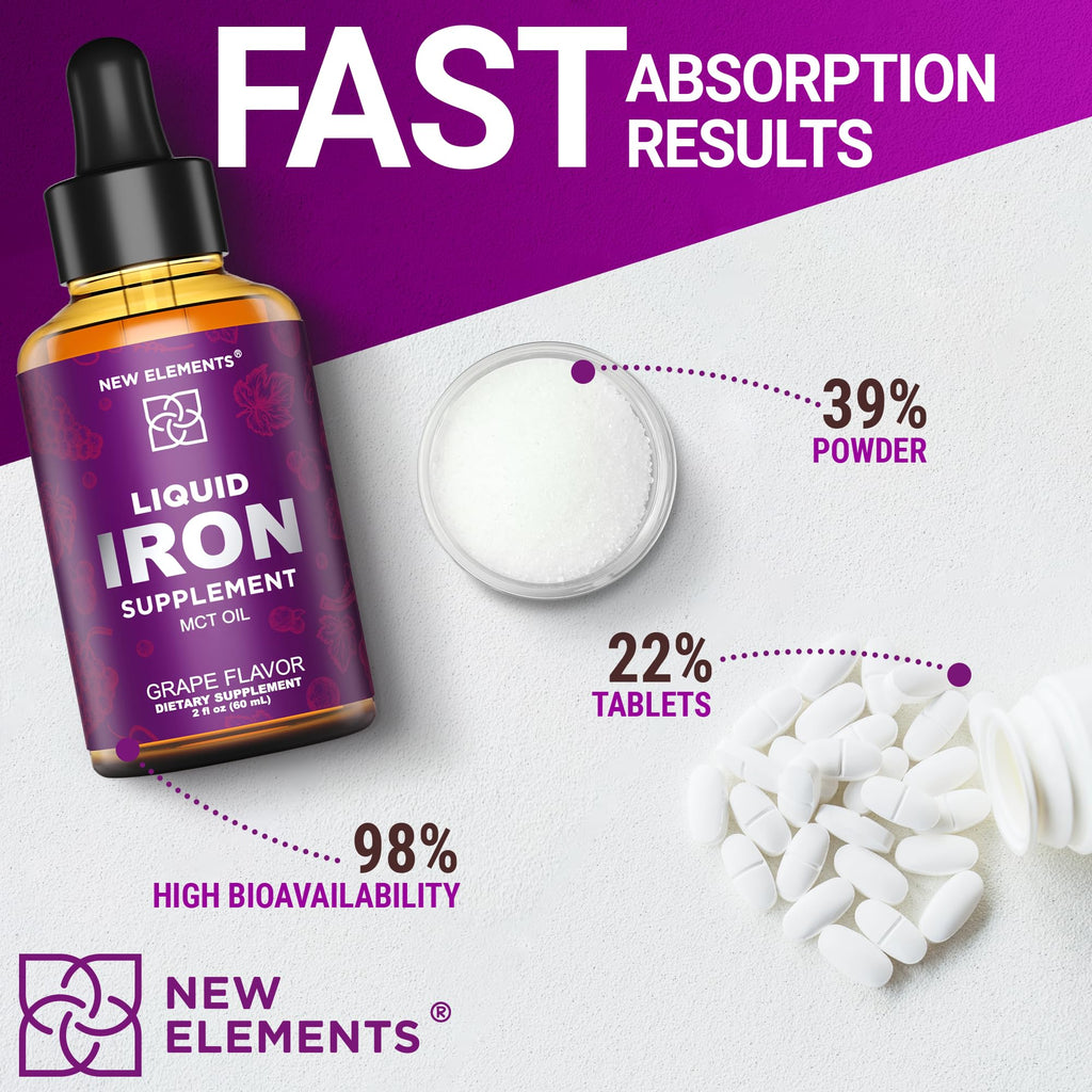 New Elements Iron Supplement Liquid Drops for Women & Men - 2 Fl Oz - image 8