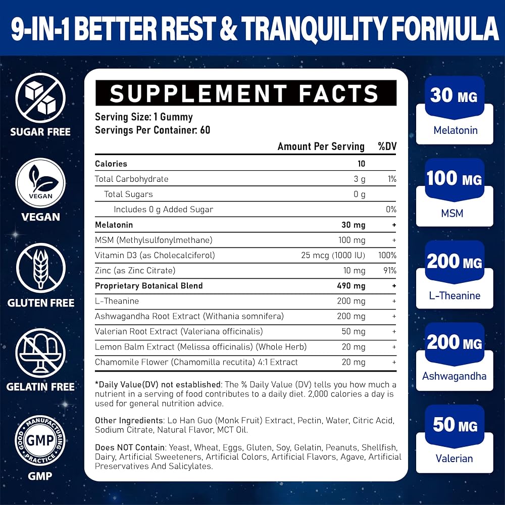 Tcemundry Melatonin Gummies 30mg for Adults: Maximum Strength