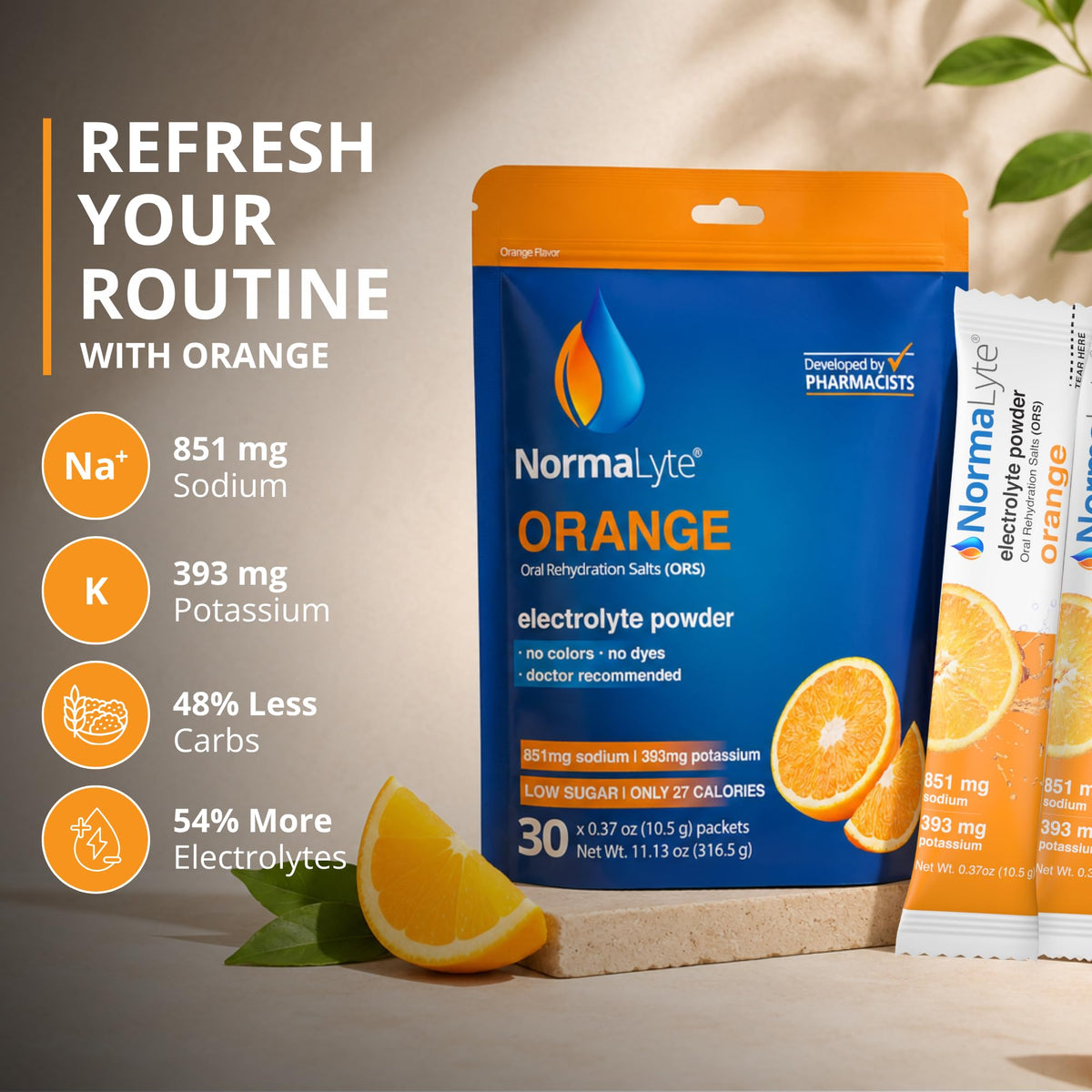 NormaLyte Orange Electrolyte Powder Packets - 30 Count - image 3