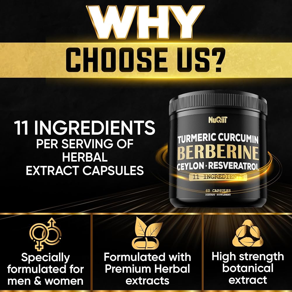 NUQIIT Berberine Supplement with Turmeric & Resveratrol - 60 Capsules - image 4